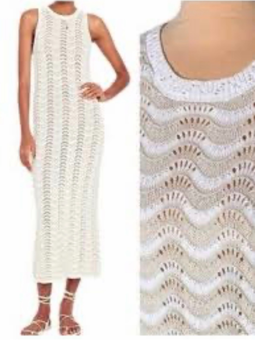 Old Navy Sleeveless Knit Crochet Midi Dress Sz M